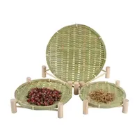 Handmade Bamboo Fruit Tray/Snack Basket/Restaurant Pastry Steamed Bun Tray/Household Padded Fruit Basket/Kitchen Storage Basket