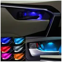 Other Car Lights 4Pcs Ambient Light Interior Inner Door Bowl Handle Armrest Lighting Decorative Lamp Handrail For Accessories Drop D Dhnad