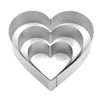Heart Shape 3 Piece Stainless Steel Cooking Pastry Mousse Cake Ring