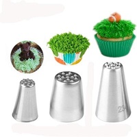 New 1pc Or 3pcs/set Hot Selling Viable Pastry Tools Stainless Steel Pastry Decor Cream Icing Sprinklers Grass Nozzles Cake Decorating Tools