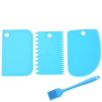 Plastic Pastry Baking Tool Dough Cutter Silicone Brush Grill Pan Cake Comb Scraper Smoother Set For Icing