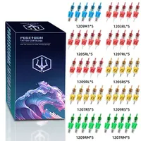 POSEIDON 50PCS Mixed RS RL RM M1 Tattoo Cartridge Needle Liner Shader with Membrane Safety Cartridges Disposable for Tattoo Pen 240717