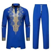 Men's Tracksuits 2025 Clothes European And American Ethnic Style Robe Gold Stamping Printing Set