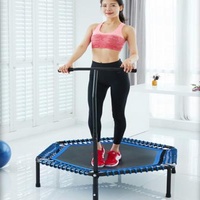 Mini Trampoline Cardio Home Rebounder Exercise Fold Fitness Trampoline With Adjustable Handrail 102*88cm