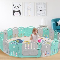 HQSLP Durable Wooden Baby Playpen Mosquito Net Baby Playpen Fence Guardrail House