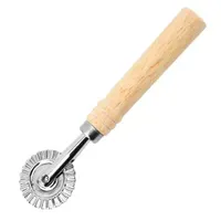 Pastry Tools Fluted Pastry Cutter Wheel Wooden Handle Ravioli Crimper Stamp Maker for Home and Kitchen Use Baking Tool 1208