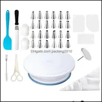 Baking Pastry Tools Bakeware Kitchen Dining Bar Home Garden 45 Pcs/Set Cake Decorating Kit Turntable Rotary Table Pi Dhxnb