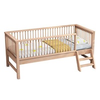 (Other) Modern and Practical Wooden Children's Adjustable Bed with Guardrail, Yanbian Large Baby Single Widened Splicing Bed