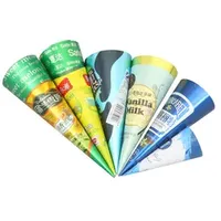 Custom Disposable Bubble Waffle Paper Cone Food Pastry Desserts Ice Cream Crepe Packaging Cone Holder