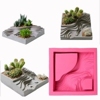 0369 Viable Concrete Square Flower Pot Silicone Mold Pastry Baking Fondant Cake Tool Succulent Tool