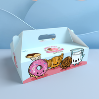 Wholesale Disaponsable Cake Box With Handle Donut Bakery Pastry Paper Boxes in Bulk Easy Take Away