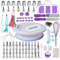 New Sustainable 137 Piece Cake Decorating Supplies Making Pastry Baking Tools and Accessories Set Aluminum Rotating Turntable Rack