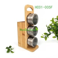 Bamboo kitchen condiment container sets,Spice jars,Spice racks,Tabletop sets