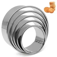 Baking Tools 5Pcs/Set Round Dumpling Skin Cutting Mold Stainless Steel Cookies DIY Pastry Cake Household Kitchen Gadgets