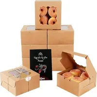 Kraft Cookie Boxes with Windowbrown Bakery Box Kraft Paper Boxes for Cookie, Pastry, Cupcake, Pie, Donut