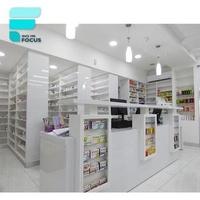 Custom Pharmacy Wood Showcase Designs for Medical Store Decoration Pharmacy Shelves Medical Shop Racks