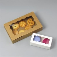 Kraft Pastry Bakery Boxes With Clear Window for Baked Goods Cookie Macarons Muffins Dessert Disposable Packaging Gift Box