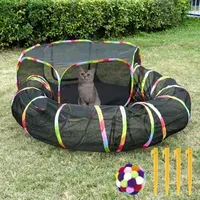 Naielfopet Outdoor Cat Enclosures Playground with Cat Toy Ball, Portable cat Tent for Indoor Cat Playpen Enclosed with Bag Storage, Cat Outdoor Enclosure Cat Tunnel Suitable for Small Animals