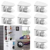 8Pcs Glass Clamp Adjustable Zinc Alloy Glass Clip Wall Mounting Shelf Clamp Holder Flat Back Mount Holder For Staircase Handrail