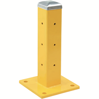 Bollard Yellow Metal Iron Small with Cap on Top Post Body with Three Round Holes on Each Side Warehouse Small Guardrail Bollard