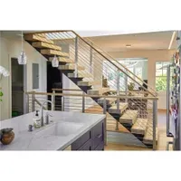 Cbmmart Indoor Frameless Plexiglass Stair Stainless Steel Pipe/PVC Wooden Staircase Handrail Design