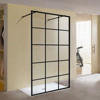 Modern Black Enclosures 10Mm Curved Part Tempered Glass Frosted Walk In Shower Shower Enclosure Glass Compartment