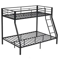 Disassembly and assembly of square tube double-layer mother child horizontal bar guardrail twin&full black iron bed in the United States