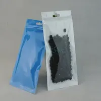 Free shipping 100pcs/lot Blue BOPP Pearl film ziplock bag front transparent - Pearly membrane pack phone case packaging zipper pouch