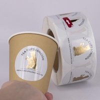 Waterproof Customized Easy Tear Off Round Stickers, Printing Bright Silver Environmental BOPP Tea Cup Labels