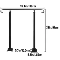 VEVOR Wrought Iron Handrail Fit 1 or 3 Steps Outdoor Stair Railing Adjustable Front Porch Hand Rail Transitional Hand Railings
