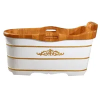 Nordic Wood Portable Bathtub for Bathroom Light Luxury Creative Household Bathtub Handrail Carved Design Tubs for Massage Parlor