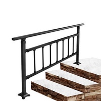 High Quality Galvanized Steel Black Outdoor Hand Rails for 2/3/4/5 Exterior Steps Handrail Kit
