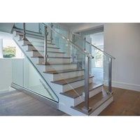 Modern Straight Handrail Flat Tempered Glass Handrail Stainless Steel Indoor Staircase Staircase