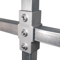 Aluminum Tube Handrail Connectors Outlet 4 Way Through Structure Tube Clamps Square Head Casting Techniques