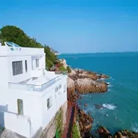 Seaside Hotel Balcony Glass Railing, Seaside Vacation Villa Frameless Glass Railing, Seaside Landscape Glass Handrail