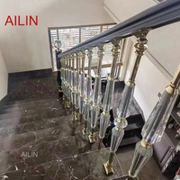 Villa New Stair Handrail Building Furnishing Railway Stairs Crystal Railing Staircase Popular in All Over the World