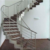 Home House Used Steel-Wood Indoor Arch Stairs Used Indoor Solid Wood Treads With Stainless Steel Handrail Stairs TS-374