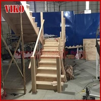 Solid Wood Staircase VK65S Wooden Handrail Tread Beech ,Railing tempered glass, Handrail b eech Stringer,carbon