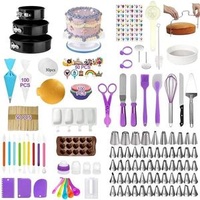 Custom 431 Pieces Pastry Baking Utensils Icing Piping Tips Nozzle Spatula Smoother Bags Cake Decorating Supplies Kit