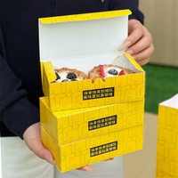 Paper food box Wholesale Custom Logo Transparent Dessert Food Pastry Paper Box Cookie Cupcake Packaging