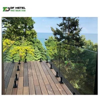 DF Tinted Glass Balustrade Railing Black Spigot Top Rail Gold U Channel Glass Railing Stair Railings / Handrail