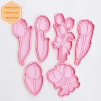 Baking Moulds Tulip Cookie Mold Frosted Biscuit Cookies Cutter Fondant Stamp Emboser Cake Tool Pastry and Bakery Kitchen Tools 230731