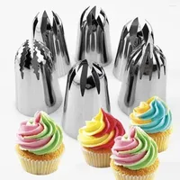 Baking Tools 7pcs/set Stainless Steel Piping Nozzles Russian Rose Pastry Tips Cake Cream Cupcake Laminating Mold Kitchen