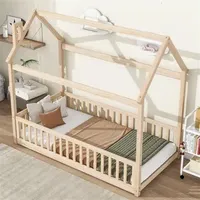 Double bed with guardrail and Flat noodles, natural color