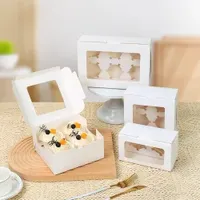 Wholesale Custom Cup Cake Paper Packaging Muffin Bakery Swiss Roll Dessert Sweet Pastry Cupcake Box with Clear Lid