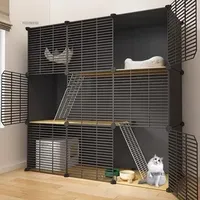 Cat Carriers Modern Iron Mesh Cages Indoor Pet Cats Villa Warm Cage Home Double-layer Metal Enclosures House Products