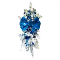 Decorative Flowers Christmas Wreaths For Front Door Xmas Stairway Handrail Decorations Artificial Winter Garland With Bow Stair Railing