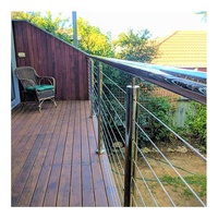 EKOO Top-ranked 42 Inch Stainless Steel Deck Veranda Round Post Stair Balcony Cable Railing With Round Handrail