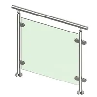 Round Stainless Steel Terrace Glass Balustrades Spigot Railing with Round Top Handrail