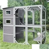 Cat Carriers Crates Houses Outdoor Indoor House Cage Large Catio Kitty Enclosures Walk In Condo Playpen Super 77 Drop Delivery Home Dh0Re